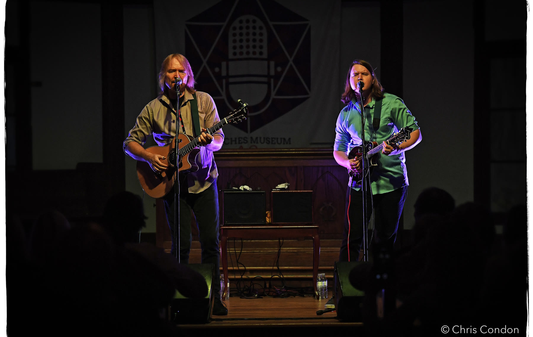 Tim and Myles Thompson performing together.